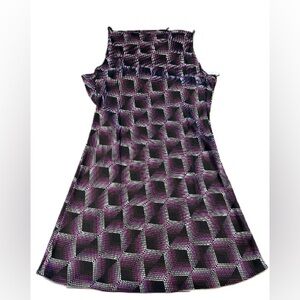 BP JUNIOR DRESS NWT SIZE MEDIUM/ BLACK PINK BURGUNDY WHITE GEOMETRIC DESIGN
